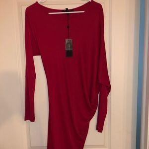 Never worn BCBG dark red asymmetrical dress